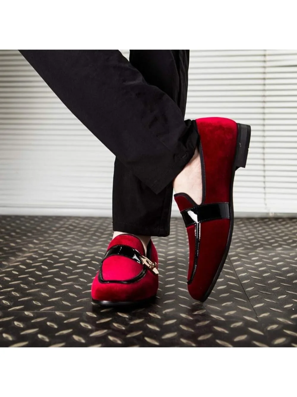 Men's Red Button Moc Toe Bit Loafers Slip On Dress Shoes Classic Party Fashion